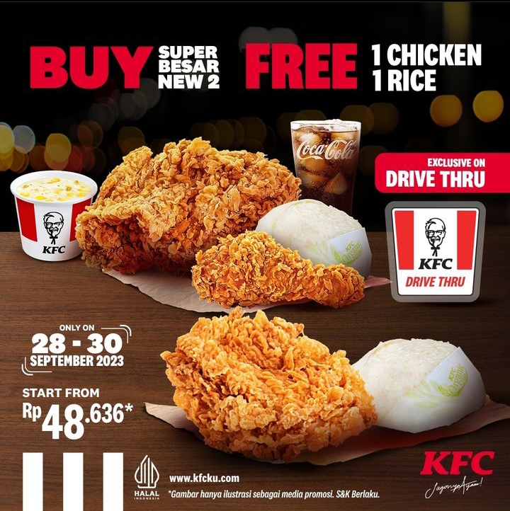 Promo Terbaru KFC: Nikmati Gratis 1 Ayam + 1 Nasi untuk Pembelian Menu Super Besar 2