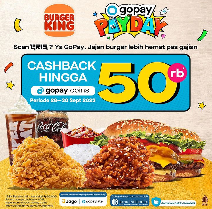 Promo Burger King : Gunakan Gopay-mu dan Dapatkan Cashback Hingga Rp50.000, Berlaku Hingga 30 September 2023