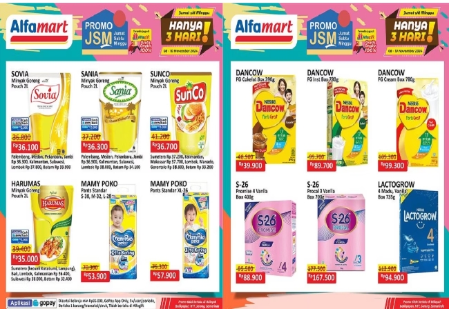 Katalog Promo JSM Alfamart 8-10 November 2024, Minyak Goreng 2L Mulai Rp35 Ribu