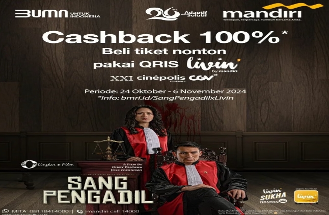 Promo Cinema XXI! Beli Tiket Nonton Film ‘Sang Pengadil’ Pakai Livin by Mandiri dan Dapatkan Cashback 100%