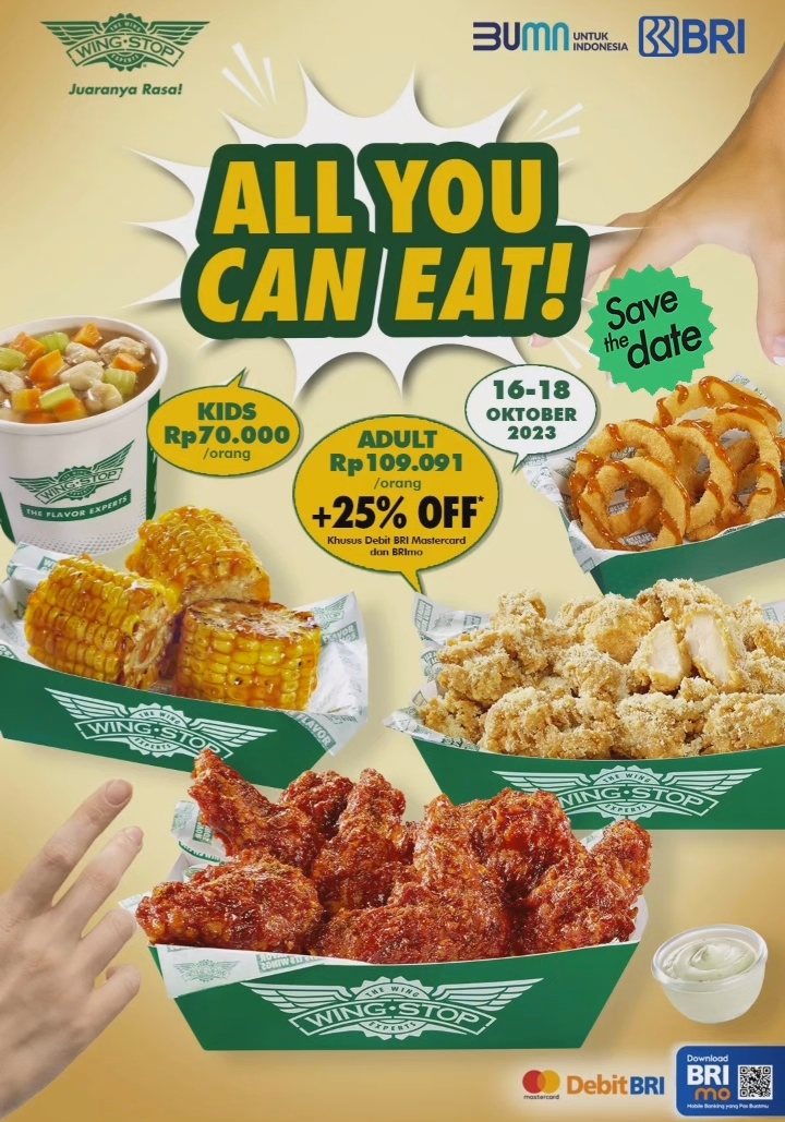 Promo Wingstop All You Can Eat dari Tanggal 16-18 Oktober 2023, Dapatkan Diskon 25 Persen