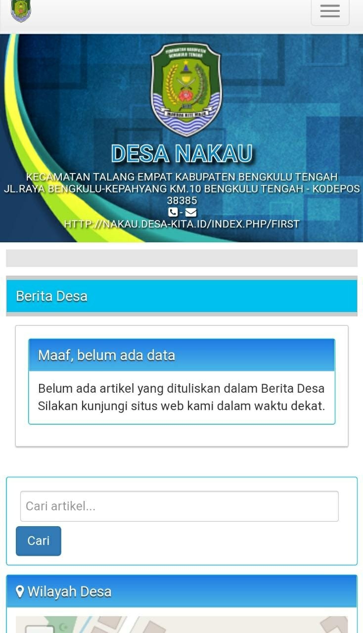 Ini Website Pemdes Nakau, “Maaf Belum Ada Data