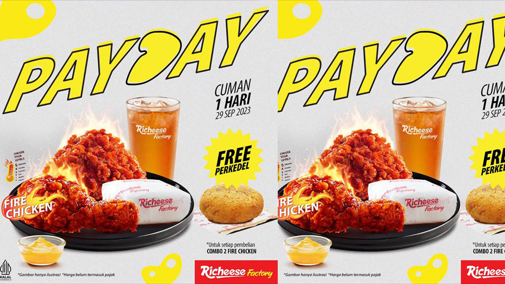 Hanya Berlaku Hari Ini, Promo Payday Richeese Factory, Free Perkedel Setiap Pembelian Combo 2 Fire Chicken
