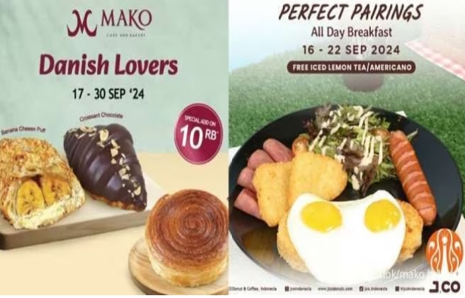 Promo Seru September Mako Bakery dan JCO, Danish Pastry Cuma Rp10.000