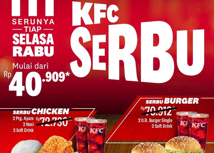 Buruan Nikmati Promo SERBU KFC! Beli Paket Serbu Chicken atau Serbu Burger Mulai dari Rp40 Ribuan