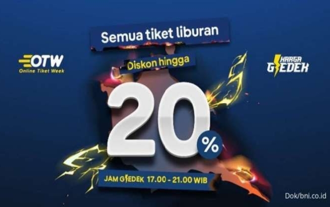 Tiket.com x BNI Hadirkan Promo Menarik, Beli Semua Tiket Liburan Diskon Sampai 20%