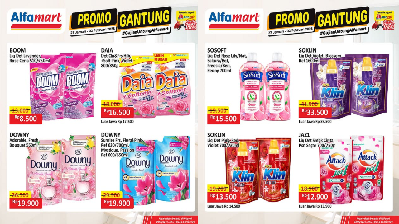 Promo JSM Alfamart 31 Januari-2 Februari 2025: Deterjen Mulai Rp8 Ribuan, Diskon Gede-gedean!