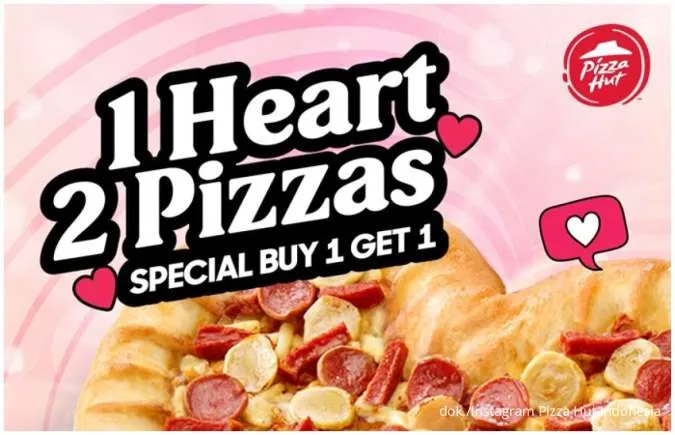 Rayakan Valentine Lebih Manis! Promo Spesial Buy 1 Get 1 Pizza Heart dari Pizza Hut, Cuma 12-14 Februari 2025!