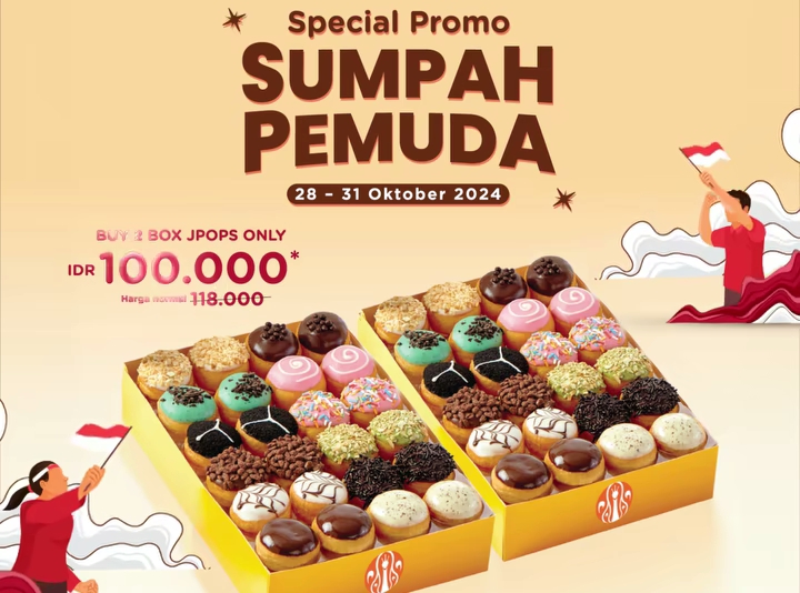 Masih Berlaku! Promo Hari Sumpah Pemuda di J.CO Hingga 31 Oktober 2024, Beli 2 Box JPops Cuma Rp 100.000