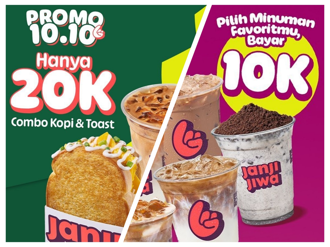 PROMO 10.10 Janji Jiwa: Minuman Favorit Rp10.000, Kopi dan Toast Hanya Rp20.000, Janji Gak Ngelewatin Promonya