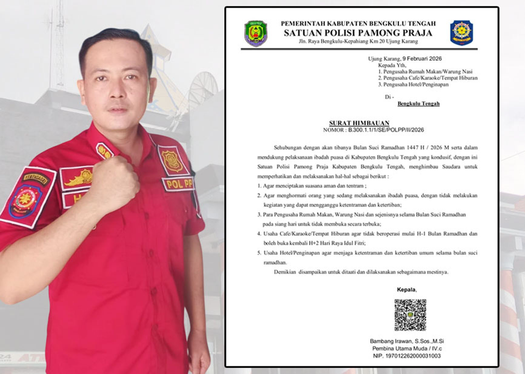 Jelang Ramadan Satpol PP Bengkulu Tengah Terbitkan SE, Ini Isinya