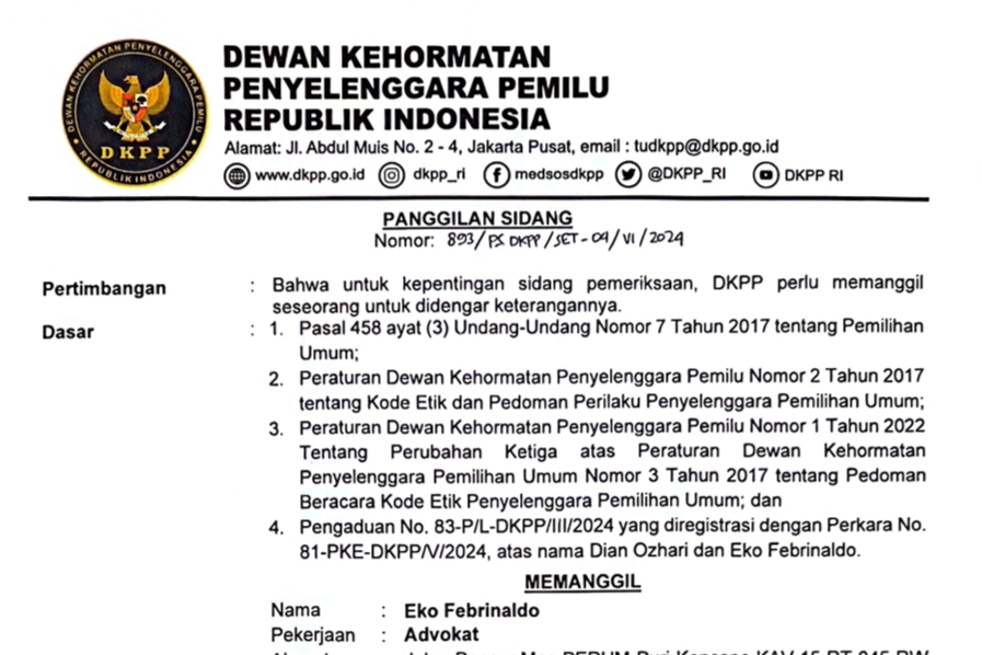 5 Komisioner KPU Bengkulu Tengah 'Diseret' ke Sidang DKPP, Catat Tanggal dan Lokasinya