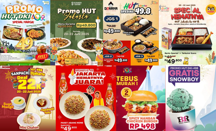 Rayakan HUT ke-498 Jakarta dengan Promo Makanan dan Minuman Spesial! Ini Daftarnya