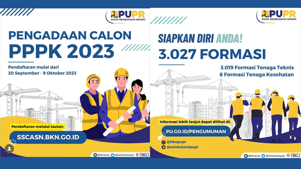 Kementerian PUPR Buka Lowong 3.027 Formasi PPPK 2023, Digaji Tertinggi Rp10,7 Juta, Ini Persyaratan Lengkap