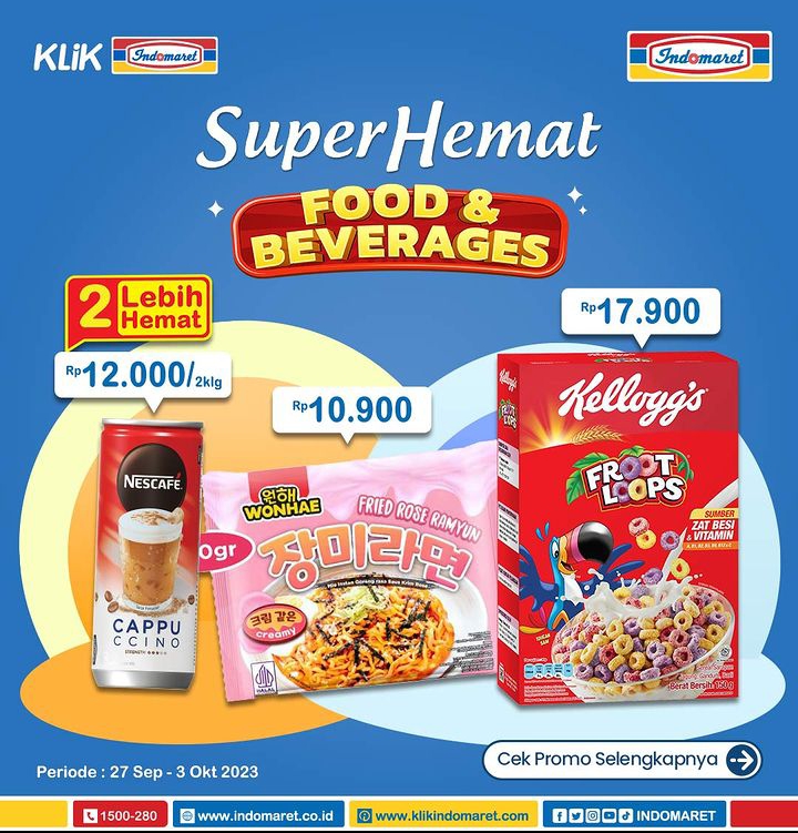 Promo Indomaret Super Hemat Food & Beverages Periode 27 September - 03 Oktober 2023, Ada Promo Beli 2 Gratis 1