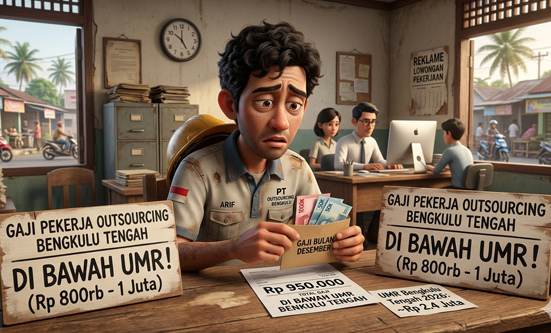 Gaji Pekerja Outsorcing di Bengkulu Tengah Dikabarkan Berkisar Rp800 Ribu- Rp1.000.000 di Bawah UMR