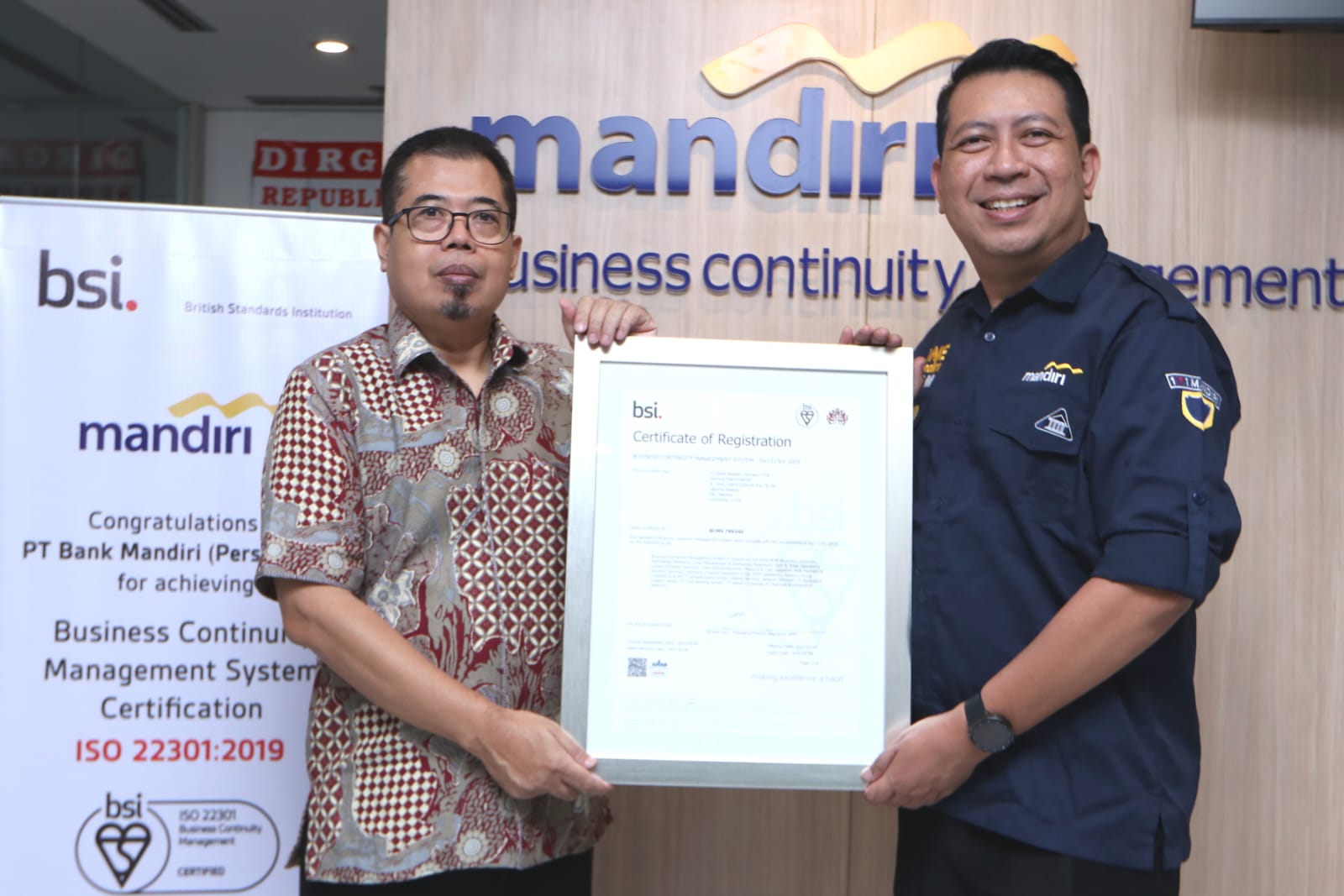 Raih ISO 22301, Bank Mandiri Pastikan KehandalanOperasional Bisnis Berstandar Internasional dan PrinsipESG