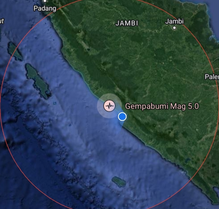 Gempa Bumi Berkekuatan Magnitudo 5,0 Guncang Bengkulu di Malam Minggu