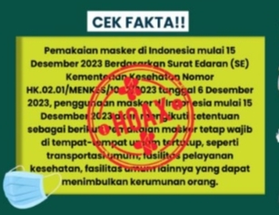 Hoax! SE Kemenkes Wajib Pakai Masker Mulai 15 Desember 2023, Cek Faktanya di Sini