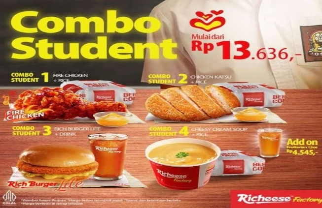 Promo Richeese Senin-Kamis, Ada 4 Pilihan Menu Combo Student Mulai Rp13 Ribuan