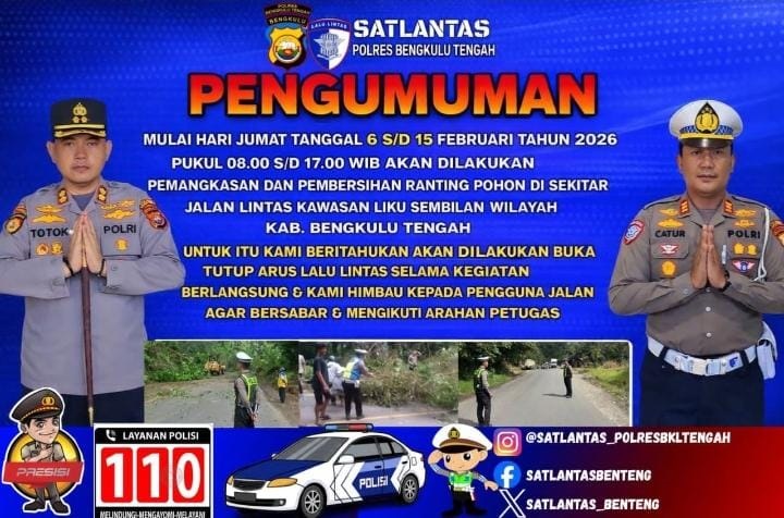 PERHATIAN! Arus Lalin Liku Sembilan Bengkulu Tengah Diberlakukan Sistem Buka Tutup hingga 15 Februari