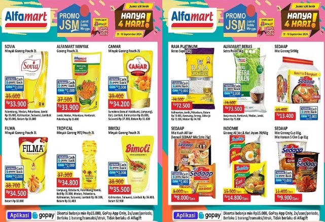 Katalog Promo JSM Alfamart 13-15 September 2024, Diskon Minyak Goreng 2L Cuma Rp30 Ribuan