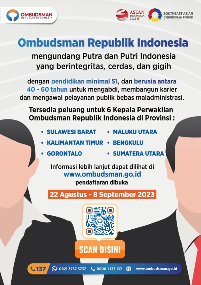 INFO PENTING! Ombudsman RI Buka Seleksi Kepala Perwakilan di 6 Provinsi, Ini Syarat dan Ketentuannya