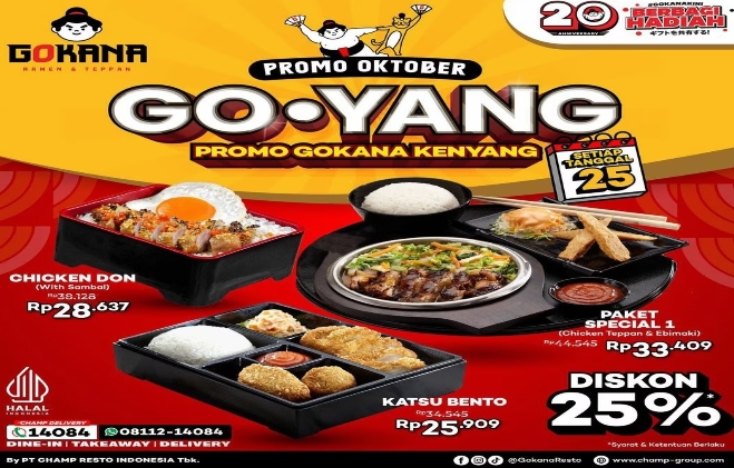 Promo Go-Yang Gokana Edisi Akhir Bulan, Ada Diskon 25% Hingga Menu Gokana SERBU Rp20.000