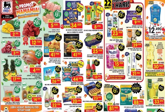 Katalog Promo Superindo Weekday 21-24 Oktober 2024, Mangga Harum Manis Super Cuma Rp2 Ribuan