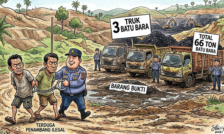 Tiga Truk dan 66 Ton Batubara Diamankan, Dua Orang Jadi Tersangka Dugaan Penambangan Ilegal