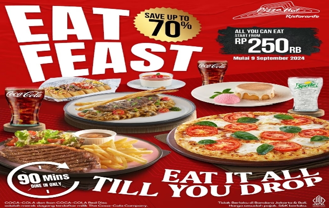 Promo Spesial 9.9 Pizza Hut! Quertza Pizza Rp99 Ribu, All You Can Eat Diskon 70 Persen