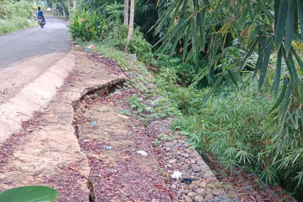 Baru Dibangun Bahu Jalan Penghubung Desa Sidodadi - Sidorejo Ambles, Begini Penampakannya