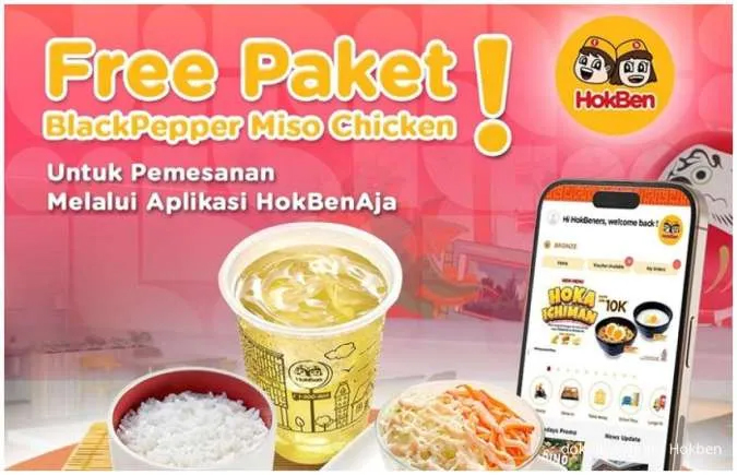 Makan Gratis di HokBen! Khusus Pengguna Aplikasi HokBenAja, Dapatkan Blackpepper Miso Chicken Gratis