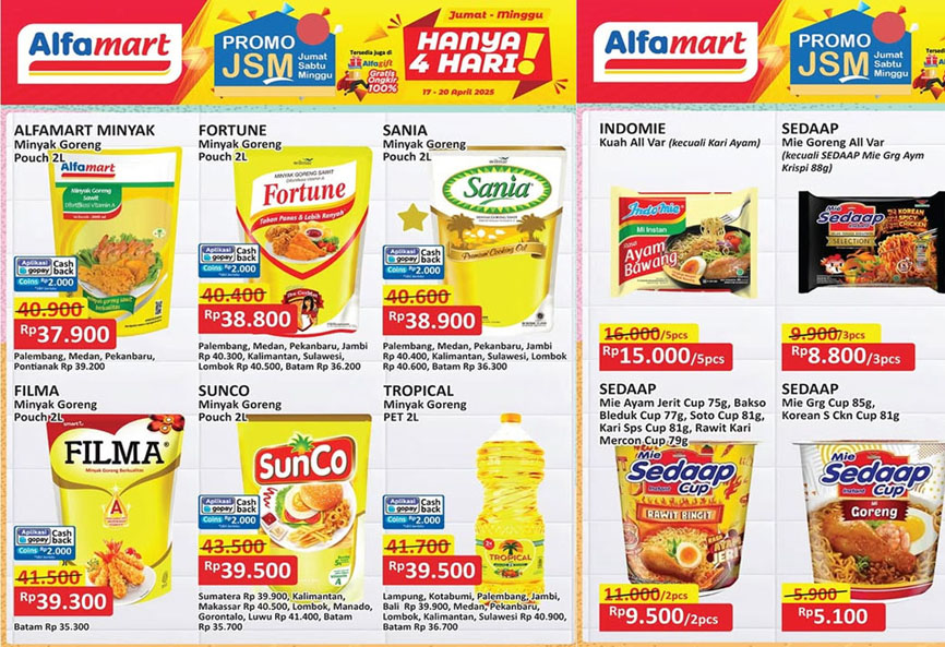 Katalog Promo JSM Alfamart Terbaru 18–20 April 2025, Minyak Goreng Mulai Rp37 Ribuan!