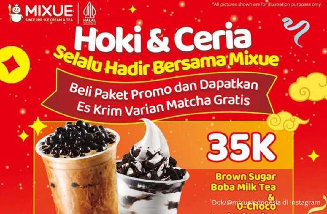 Promo Mixue Spesial Imlek 2025: Beli Paket Hoki Ceria, Dapat Gratis Es Krim Matcha!