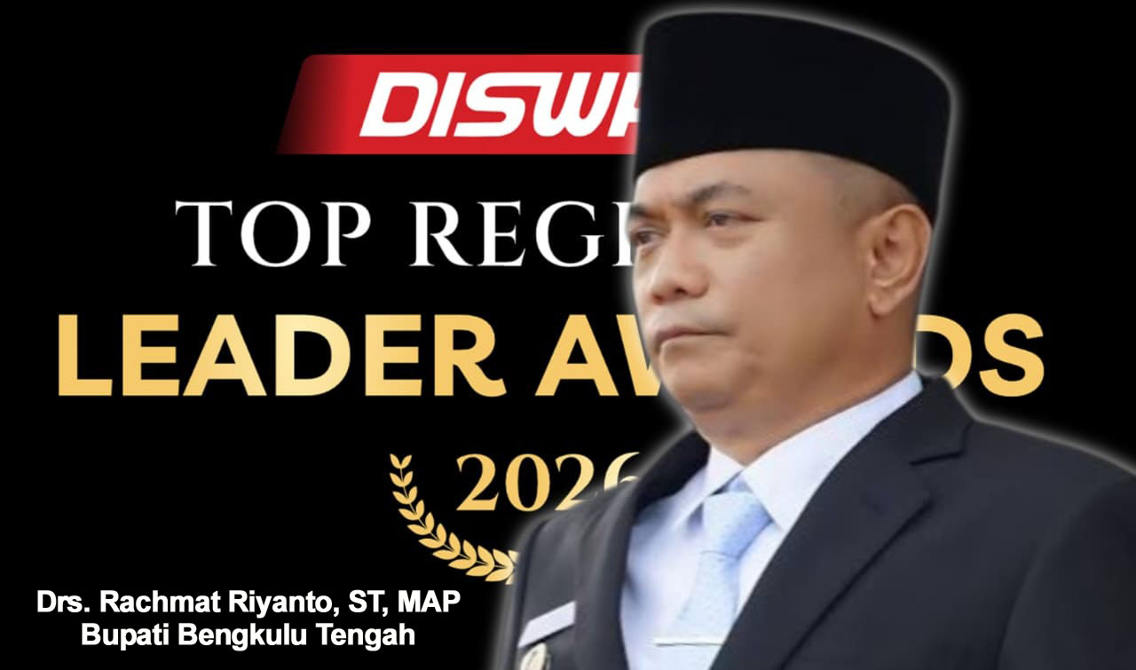 Jelang HUT Bengkulu Tengah, Bupati Rachmat Diganjar Penghargaan Disway Top Regional Leader Awards 2026