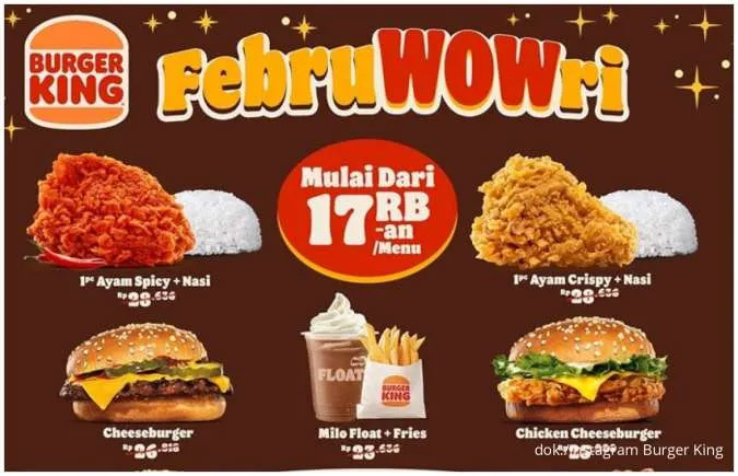 Promo Burger King FebruWOWri: Makan Enak Cuma 17 Ribuan, Berlaku Selama Bulan Februari!