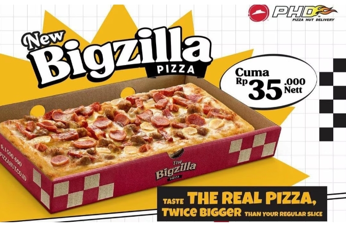 Promo New Bigzilla Pizza PHD, Dapatkan Pizza Ukuran Raksasa ala Godzilla Cuma Rp35.000