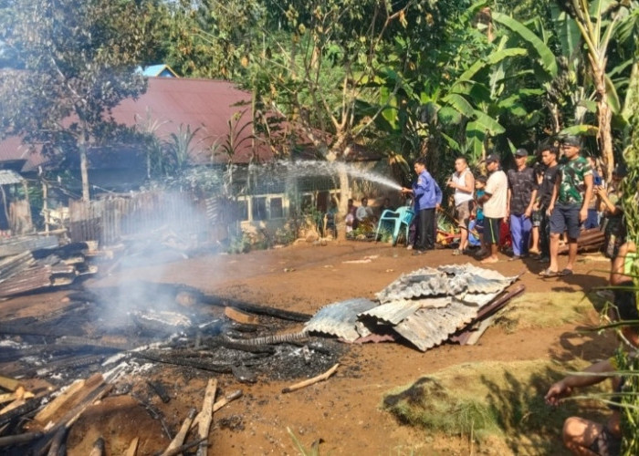 Diduga Korsleting Listrik, Dua Rumah Warga Desa Tiambang Ludes Dilalap Api
