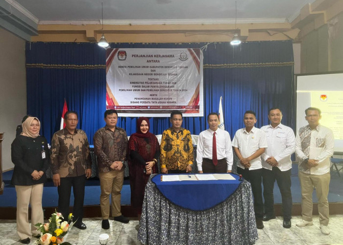 Sukseskan Pemilu 2024, KPU Bengkulu Tengah Tandatangani Nota Kesepakatan dengan Kejari