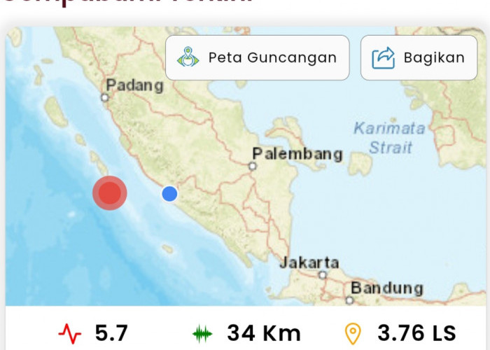 Lengkap! Usai Listrik Padam, Provinsi Bengkulu Diguncang Gempa Magnitudo 5,7, Cek Pusatnya 