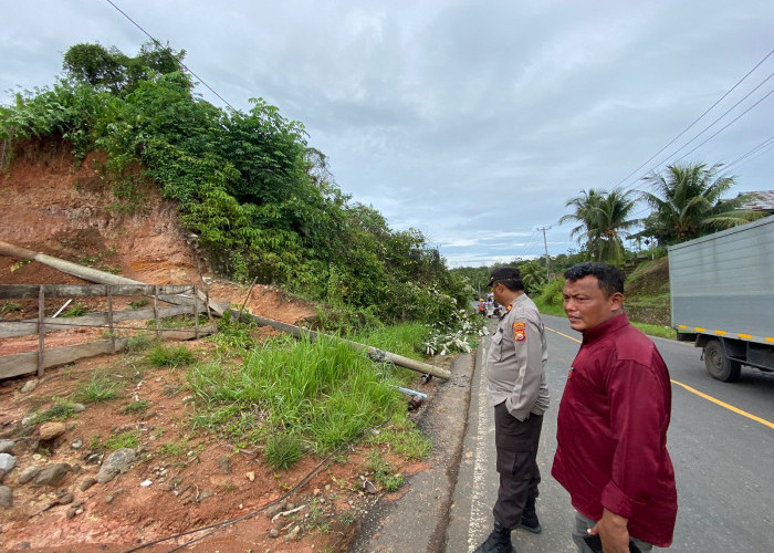 Tiang Listrik Roboh Akibat Longsor, Sejumlah Wilayah di Bengkulu Tengah Alami Pemadaman Listrik