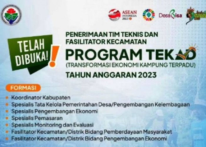 Ini Link Pendaftaran Lowong Tim Teknis dan Fasilitator Kecamatan Program TEKAD Kemendesa 2023