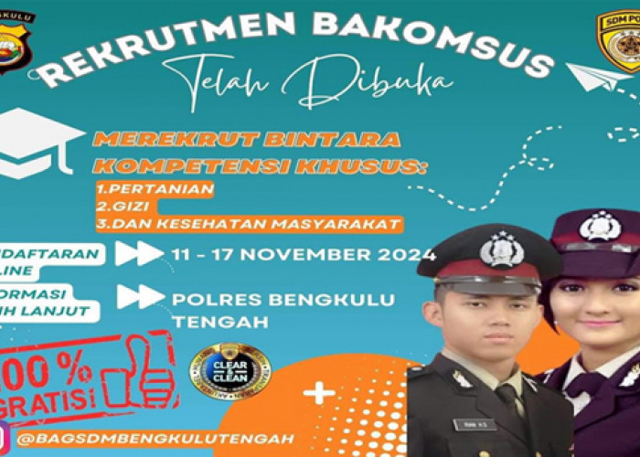 Polres Bengkulu Tengah Buka Rekrutmen Bintara Kompetensi Khusus, Catat Tanggalnya