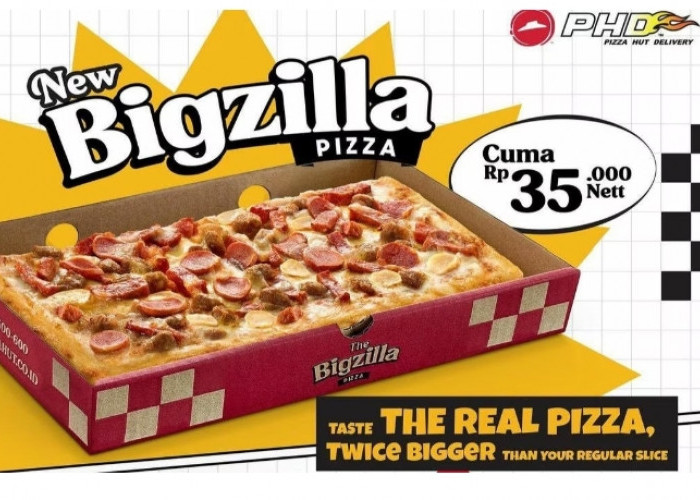 Promo New Bigzilla Pizza PHD, Dapatkan Pizza Ukuran Raksasa ala Godzilla Cuma Rp35.000