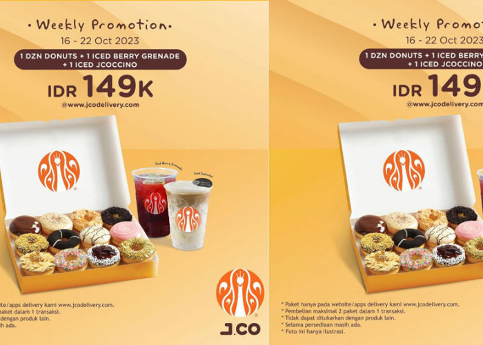 Promo JCO Terbaru Mulai 16 Oktober, 1 Dzn Donuts + 1 Iced Berry Grenade + 1 Iced Jcoccino Hanya Rp149 Ribu