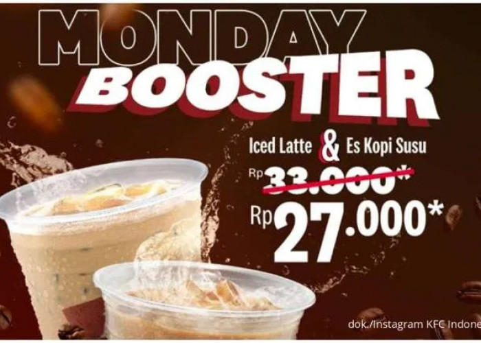 Bikin Senin Makin Semangat! Promo Monday Booster KFC: 1 Es Kopi + 1 Iced Latte Cuma Rp 27.000