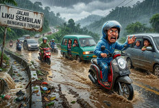 Genangan Air Tutupi Jalan Liku Sembilan, Pengguna Jalan Keluhkan Drainase Tersumbat